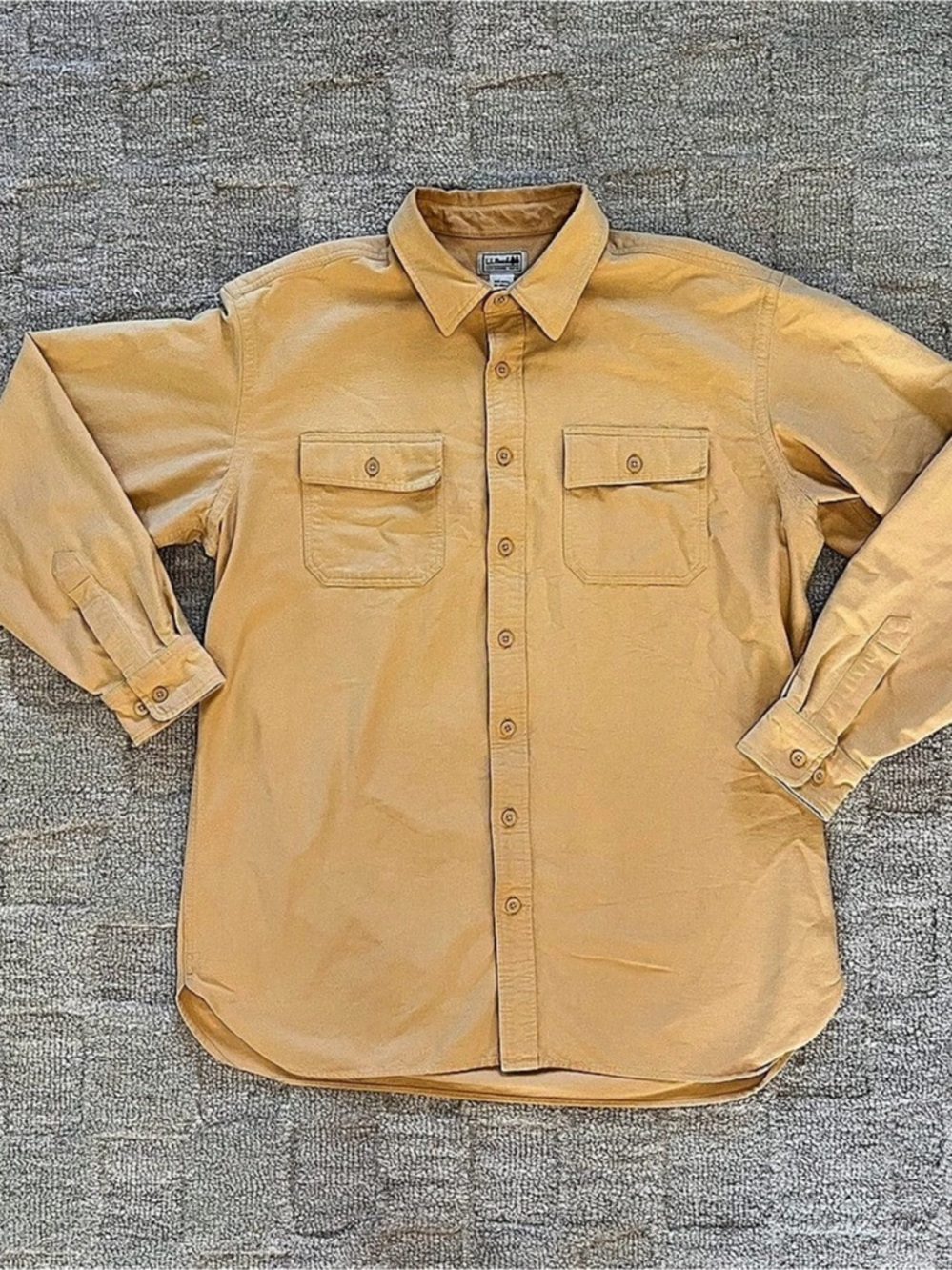 L.L.Bean Classic Fit Long-Sleeve Work Shirt Men's Casual Button Down Yellow XL